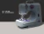 Máquina de coser Gadnic blanca con luz LED incorporada en funcionamiento cosiendo tela negra