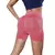 Short esportivo feminino rosa, ideal para yoga e academia, com detalhes em malha na parte traseira.