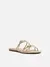 AREZZO SANDÁLIA CAROLYN FLAT ECO METAL FG PLATINO DOURADO - A044850666 na internet