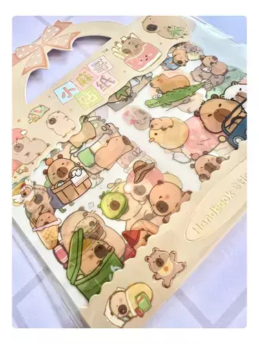 STICKER CAPIBARA-MANIJA CANASTA-3 PLANCHAS