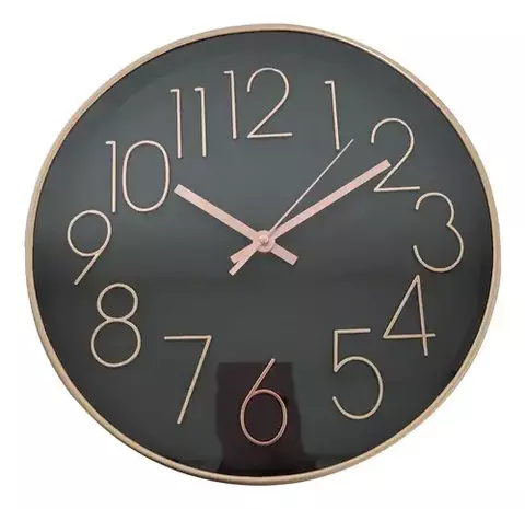 RELOJ ANALOGICO DE PARED NEGRO Y REDONDO