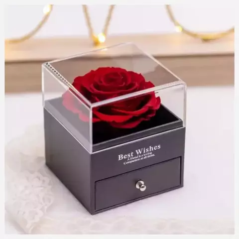 ALHAJERO - CAJA JOYERO CON ROSA DECORATIVA