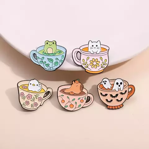 PIN PRENDEDOR - ANIMAL TEA - ANIMALES EN TAZA DE TE