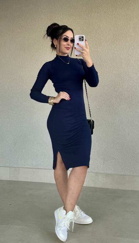 Vestido básico manga longa - comprar online