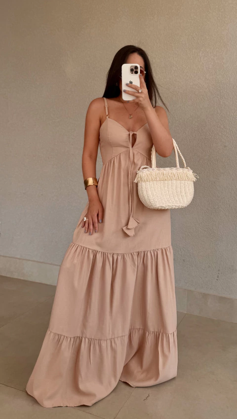 Vestido longo com amarração - comprar online