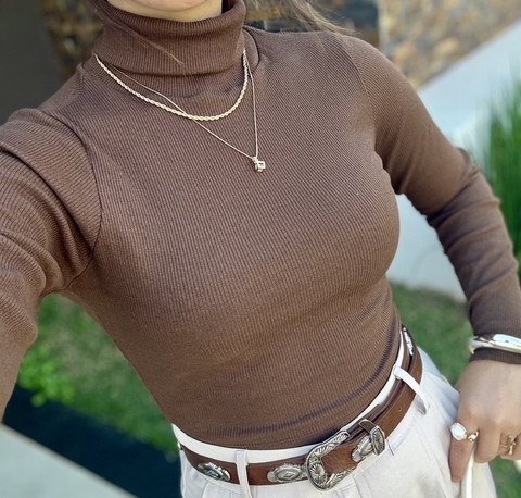 Blusa gola alta canelado ribana - comprar online