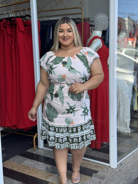 Vestido estampado verde curto