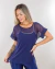 Blusa meia manga marinho tule marinho