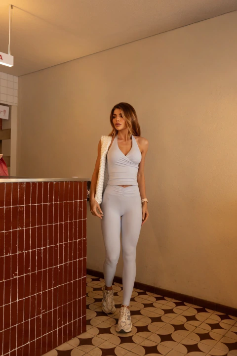 Calça Legging Flora Azul Baby
