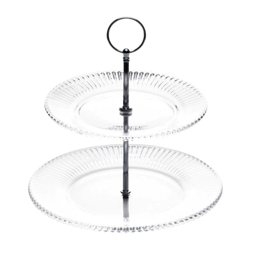 Porta Doces 2 Andares de Cristal Renaissance - 18,5/22,5cmx24cm