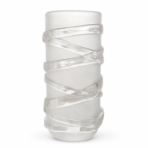 Vaso Em Vidro Incolor Fosco Com Detalhes Incolor G