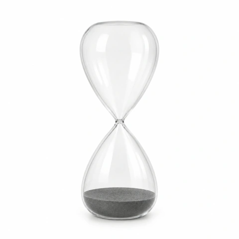 Ampulheta 60' Minutos De Vidro Incolor Com Areia Cinza G