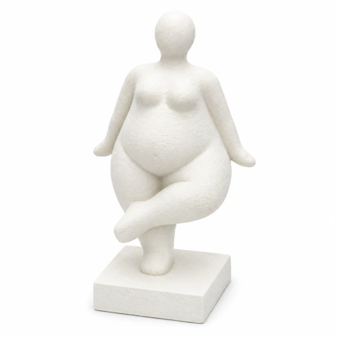 Escultura Em Cerâmica Branca Mulher