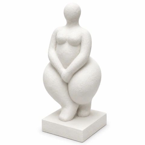 Escultura Em Cerâmica Branca Mulher