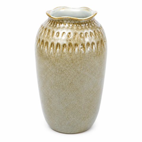 Vaso Em Cerâmica Cinza G