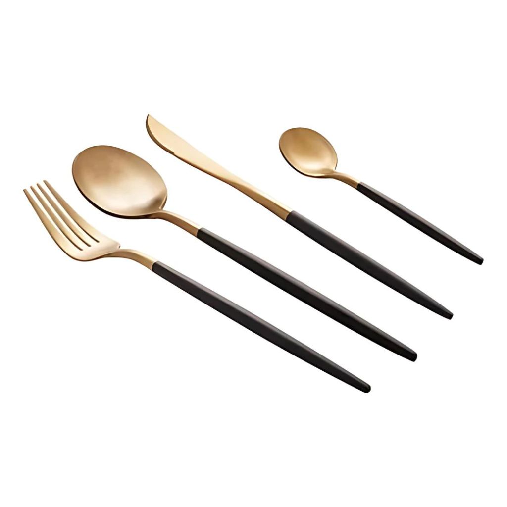 Faqueiro 24 Peças Aço Inox Kyoto Dourado/preto