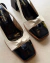 Slingback Verniz Preto/Off White Laço na internet