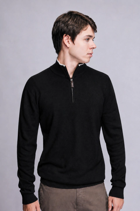 Sueter Zipneck Daily Preto - comprar online