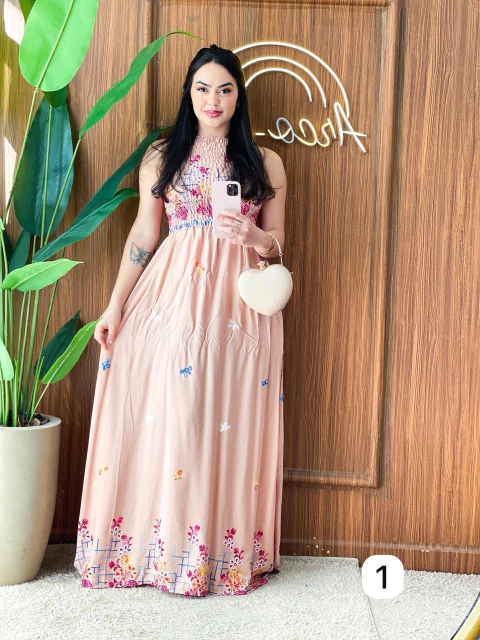 Vestido Claudia-933 (Viscolinho Bordado)