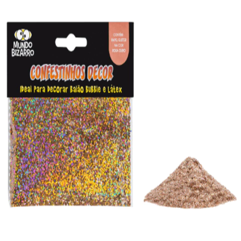 CONFETE DECORATIVO GLITTER ROSA OURO 25G - 01 UNIDADE