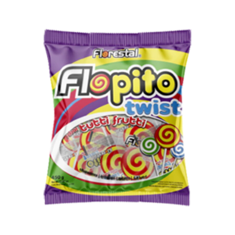 PIRULITO FLOPITO TWIST VERMELHOAMARELO UTTI - FRUTTI 450G - 01 UNIDADE