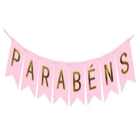 LETRAS DE PAPEL PARABENS ROSA E DOURADO - 01 UNIDADE