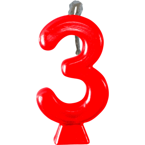 VELA METALLIC VERMELHA N° 3 - 01 UNIDADE