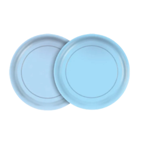 PRATO DE PAPEL REDONDO AZUL BEBE LISO COLORS 18CM - 08 UNIDADES