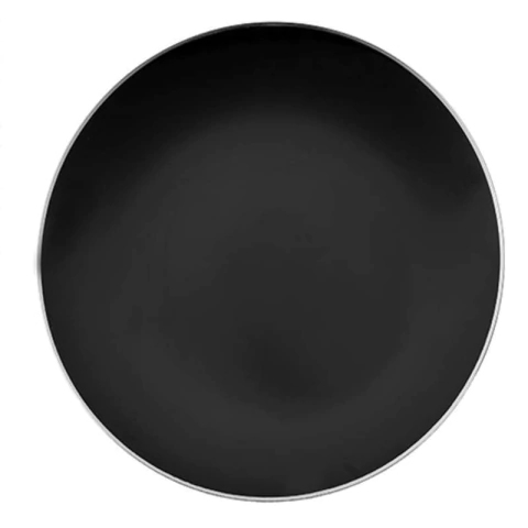 PRATO SOBREMESA PRETO BORDA PRATA COM 06 UNIDADES - 01 UNIDADE