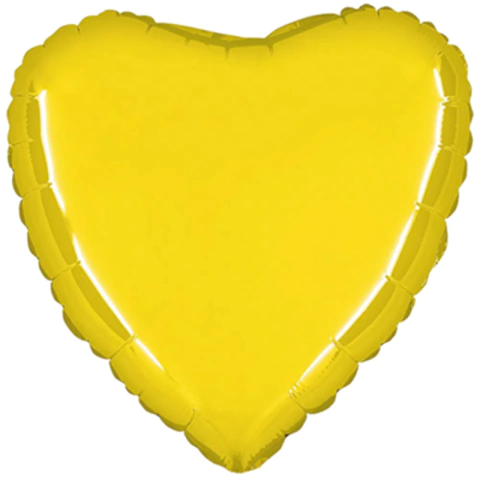 BALÃO METALIZADO CORAÇÃO AMARELO 18"(APROX.45CM) - 01 UNIDADE