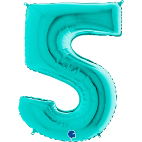BALÃO METALIZADO NÚMERO 5 TIFFANY 40"/102 CM - 01 UNIDADE