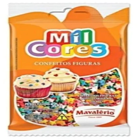 CONFEITO FIGURA ESTRELINHA BRANCA, AZULE VERMELHO 150G - 01 UNIDADE