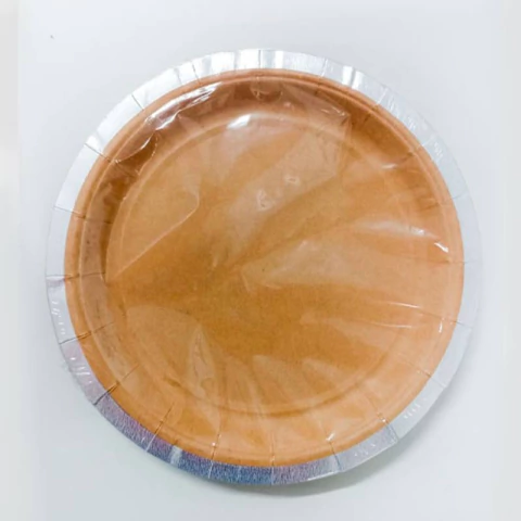 PRATO DE PAPEL CRAFT BORDA PRATA COM 10 UNIDADES - 01 UNIDADE