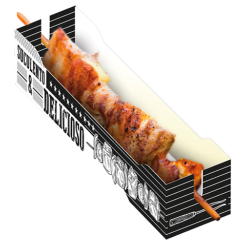 CAIXA PARA ESPETINHO FRASES BRANCO E PRETO - 50 UNIDADES