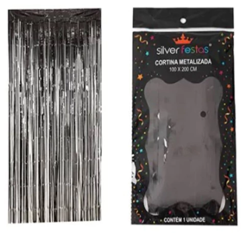 CORTINA METALIZADA PRETA 100 X 200 CM - 01 UNIDADE