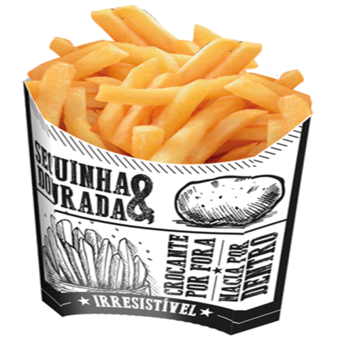 CAIXA BATATA FRITA M FRASES BRANCO E PRETO - 50 UNIDADES