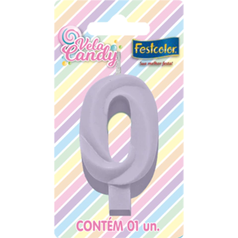 VELA CANDY LILÁS Nº 0 - 01 UNIDADE