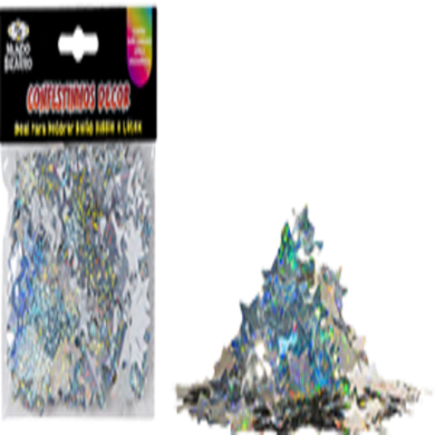 CONFETE DECORATIVO ESTRELA HOLOGRÁFICO PRATA 25G - 01 UNIDADE