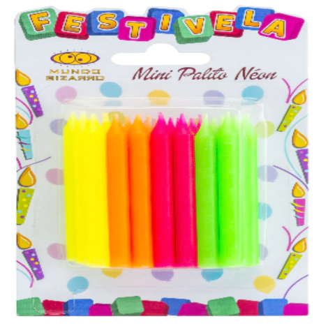 VELA FESTIVELA MINI PALITO NEON C/24 UND - 01 UNIDADE