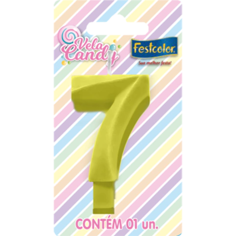 VELA CANDY AMARELA N 7 - 01 UNIDADE