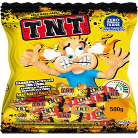 BALA MASTIGÁVEL TNT ÁCIDA SORTIDA 500GR - 01 UNIDADE