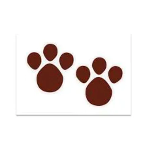 CARTELA ADESIVA PEGADAS COELHO MARRON GRANDE - 02 CARTELAS