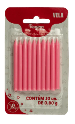 VELA PALITO ROSA COM 10 UNIDADES - 01 UNIDADE