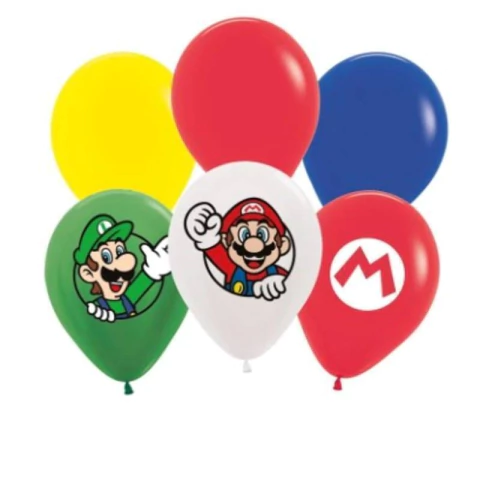 BALÃO LATEX SUPER MARIO SORTIDO 12" C/12 UNIDADES - 01 UNIDADE