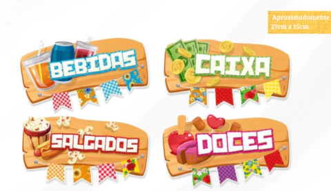 PLACAS SINALIZADORAS DIVERSAS ARRAIÁ 04 un. - 01 UNIDADE