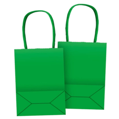 SACOLA DE PAPEL C/ ALÇA VERDE - 8 UNIDADES