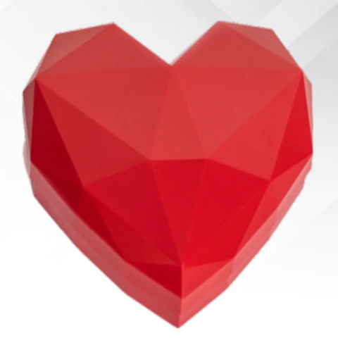 CAIXA CORAÇÃO LAPIDADO VERMELHO - 01 UNIDADE