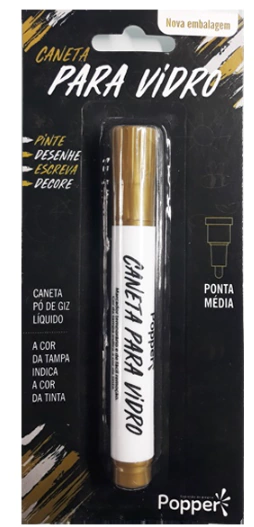CANETA PÓ DE GIZ DOURADA - 01 UNIDADE