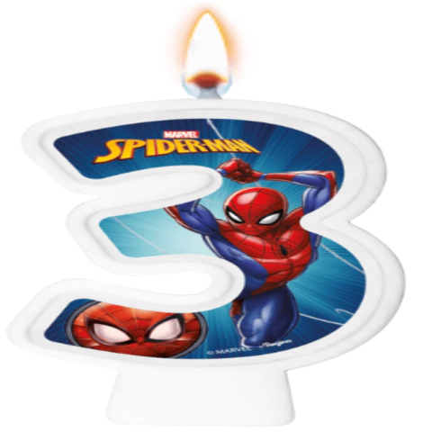 VELA NUMERAL SPIDER MAN ANIMAÇÃO NÚMERO 3 - 01 UNIDADE