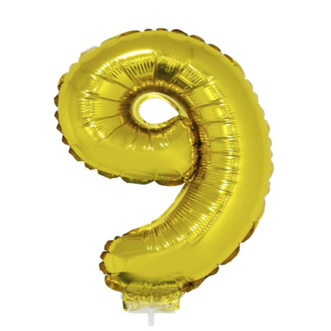 BALÃO METALIZADO DE VARETA NÚMERO 9 DOURADO 16" - 01 UNIDADE